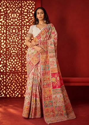 Bahaar Ivory Rose Saree