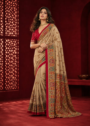 Chandan Sand Crimson Saree