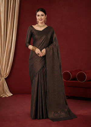 Kehwa Chocolate Brown Saree